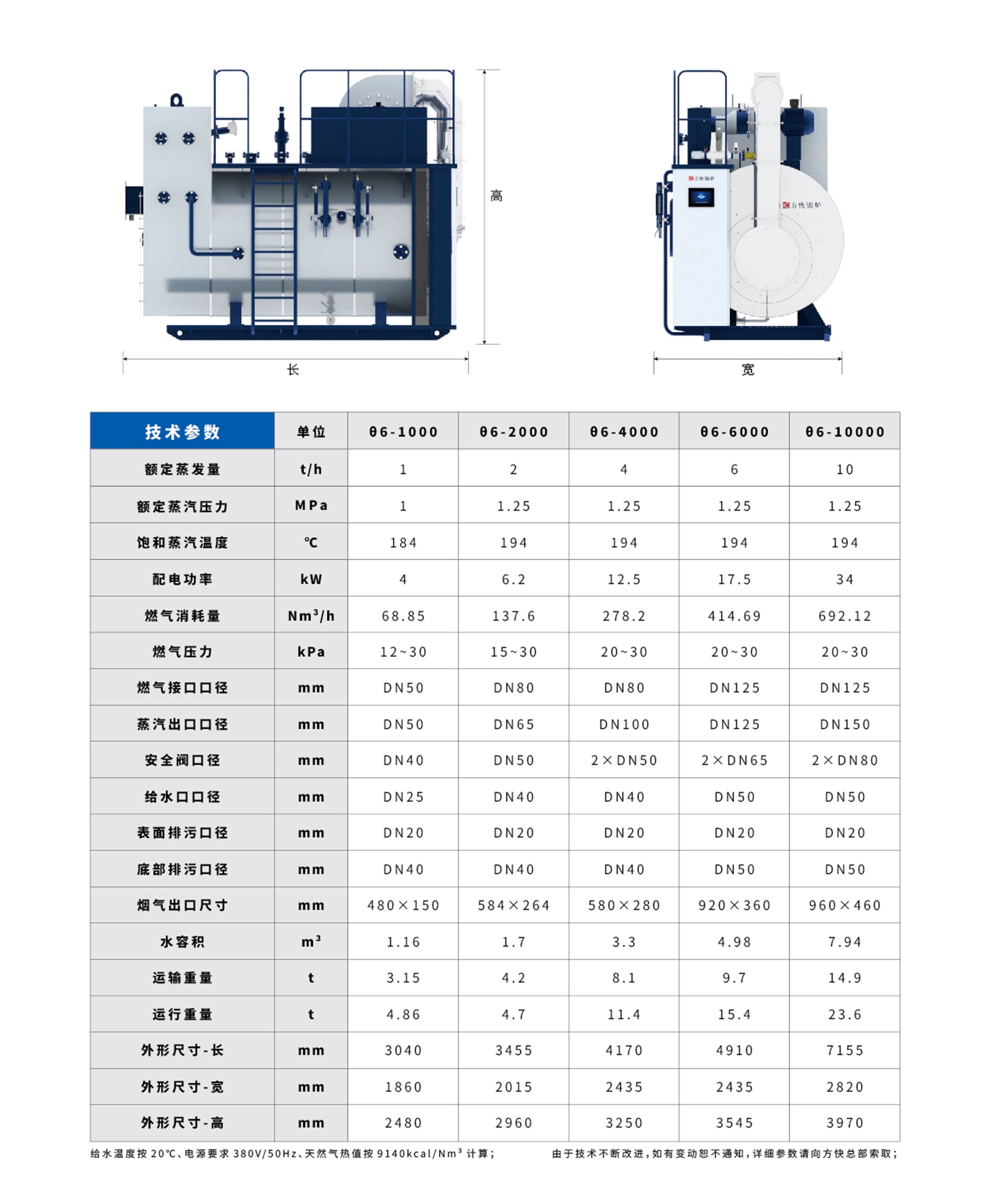 低氮冷凝蒸汽鍋爐參數(shù)